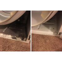 Before and after cleaning the inside of a dryer.