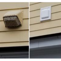 Screens shouldn't be used to keep critters out of your dryer vent. They encourage lint to collect and block airflow. We can install safe, critter free dryer vent covers like the one on the right.